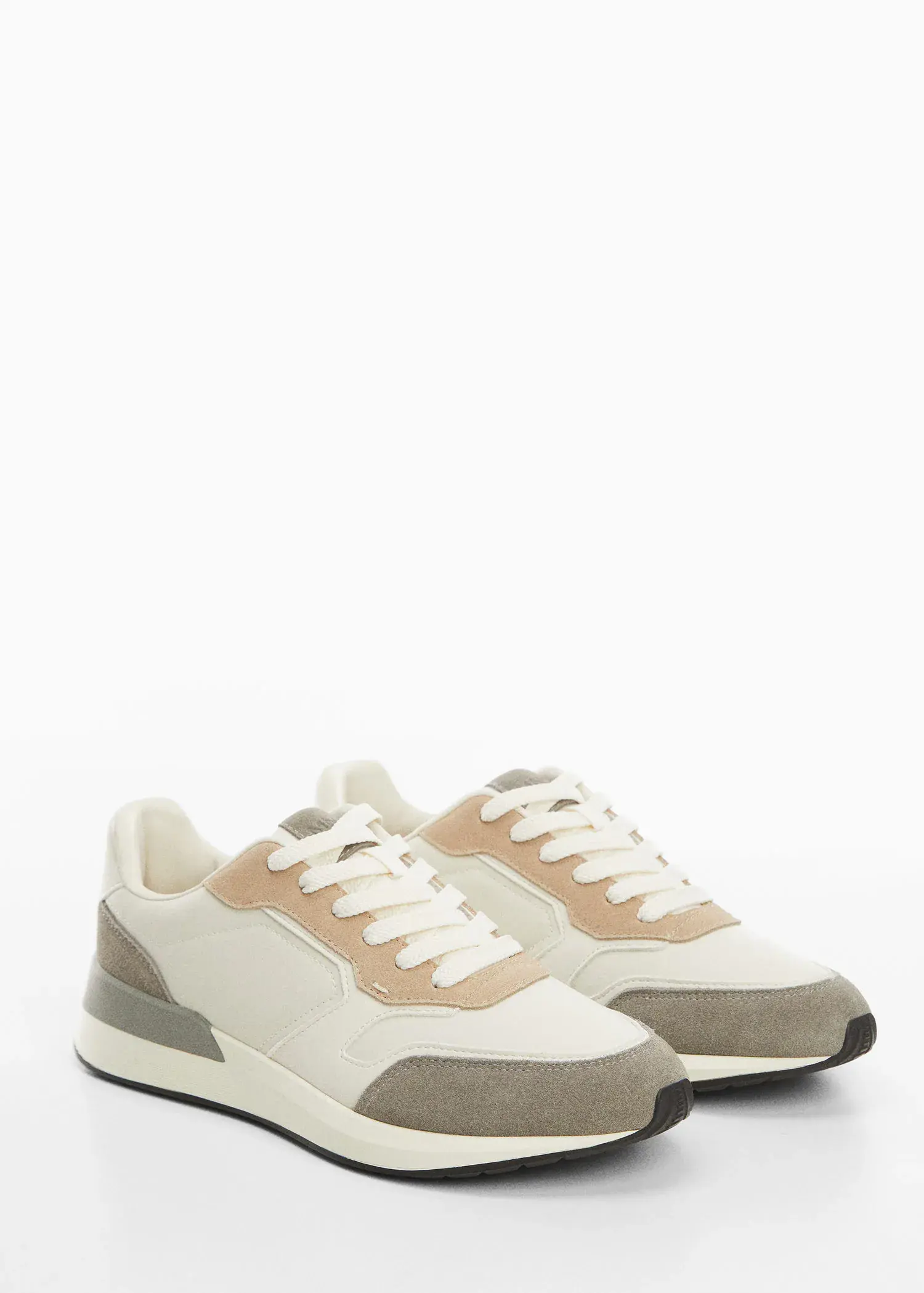 Mango Leather mixed sneakers. 1