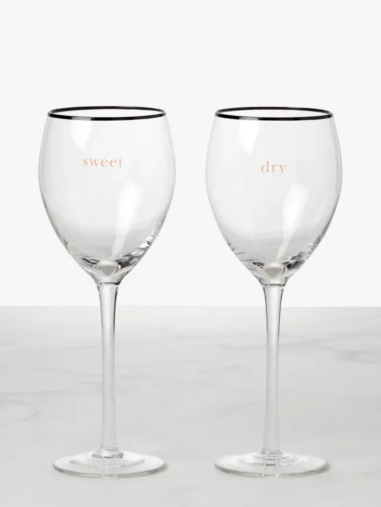 Kate Spade Sweet & Dry Wine Glass Set. 1