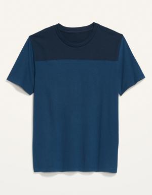 Soft-Washed Color-Block Football T-Shirt for Men blue