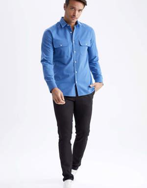 Modern Fit Polo Yaka Uzun Kollu Gömlek