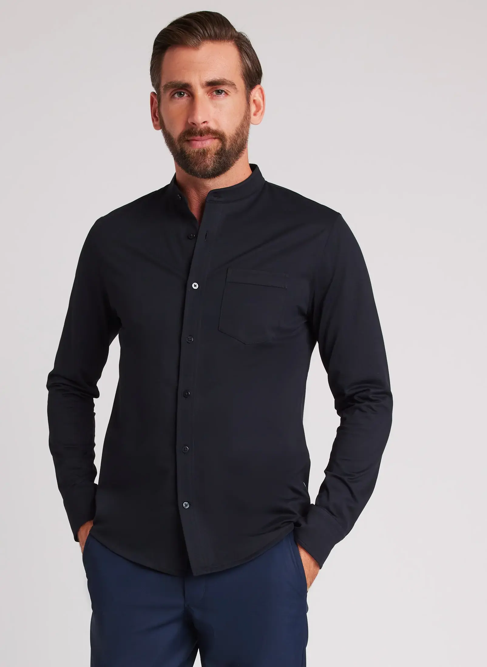 Kit And Ace City Tech Collarless Shirt Standard Fit. 1