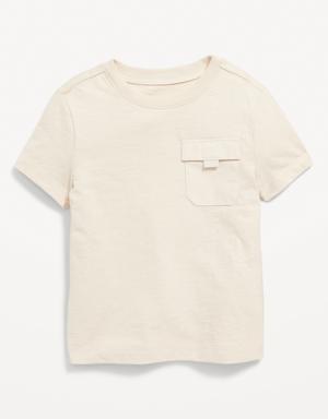 Slub-Knit Cargo-Pocket T-Shirt for Toddler Boys beige