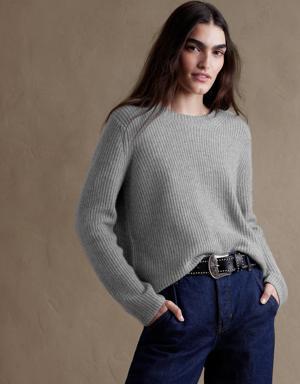 Lucia Cashmere Ribbed Sweater gray