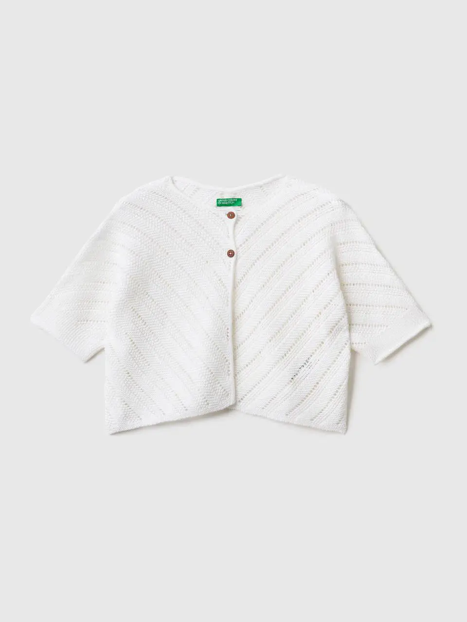 Benetton open-knit cardigan in linen blend. 1