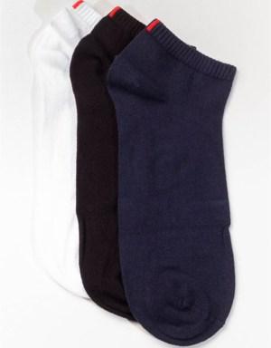 Run 3 lü Erkek Basic Patik Çorap Siyah/Beyaz/Gri