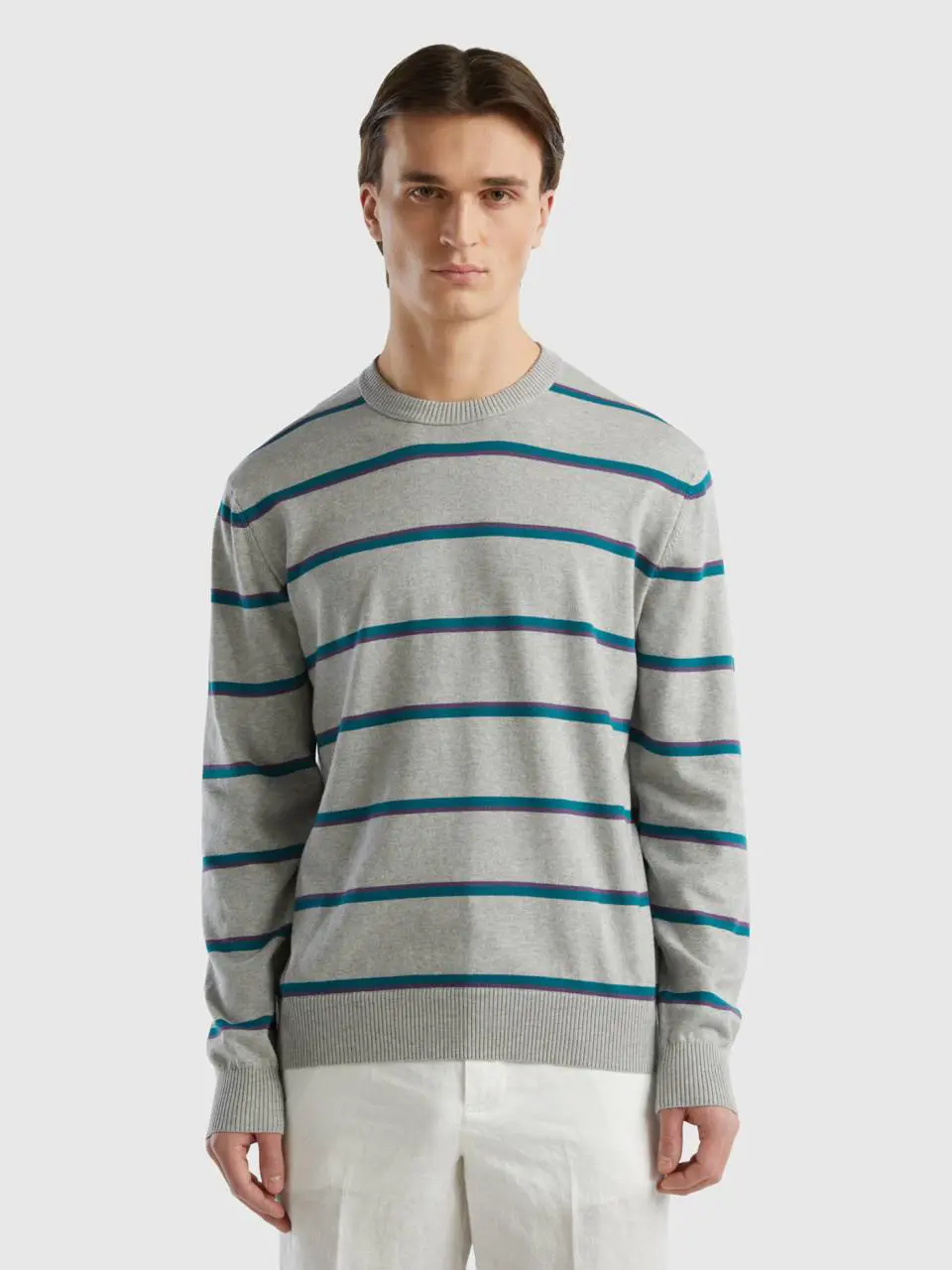 Benetton striped 100% cotton sweater. 1