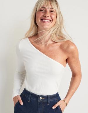Old Navy One-Shoulder Rib-Knit Top for Women white