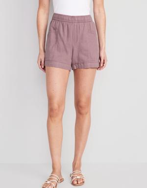 High-Waisted Linen-Blend Utility Shorts for Women -- 3.5-inch inseam purple