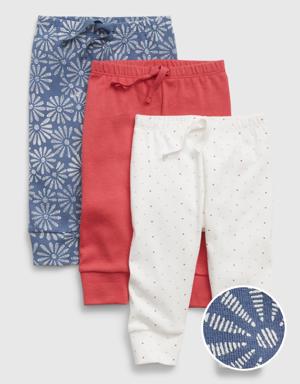 Baby Print Pull-On Pants (3-Pack) red