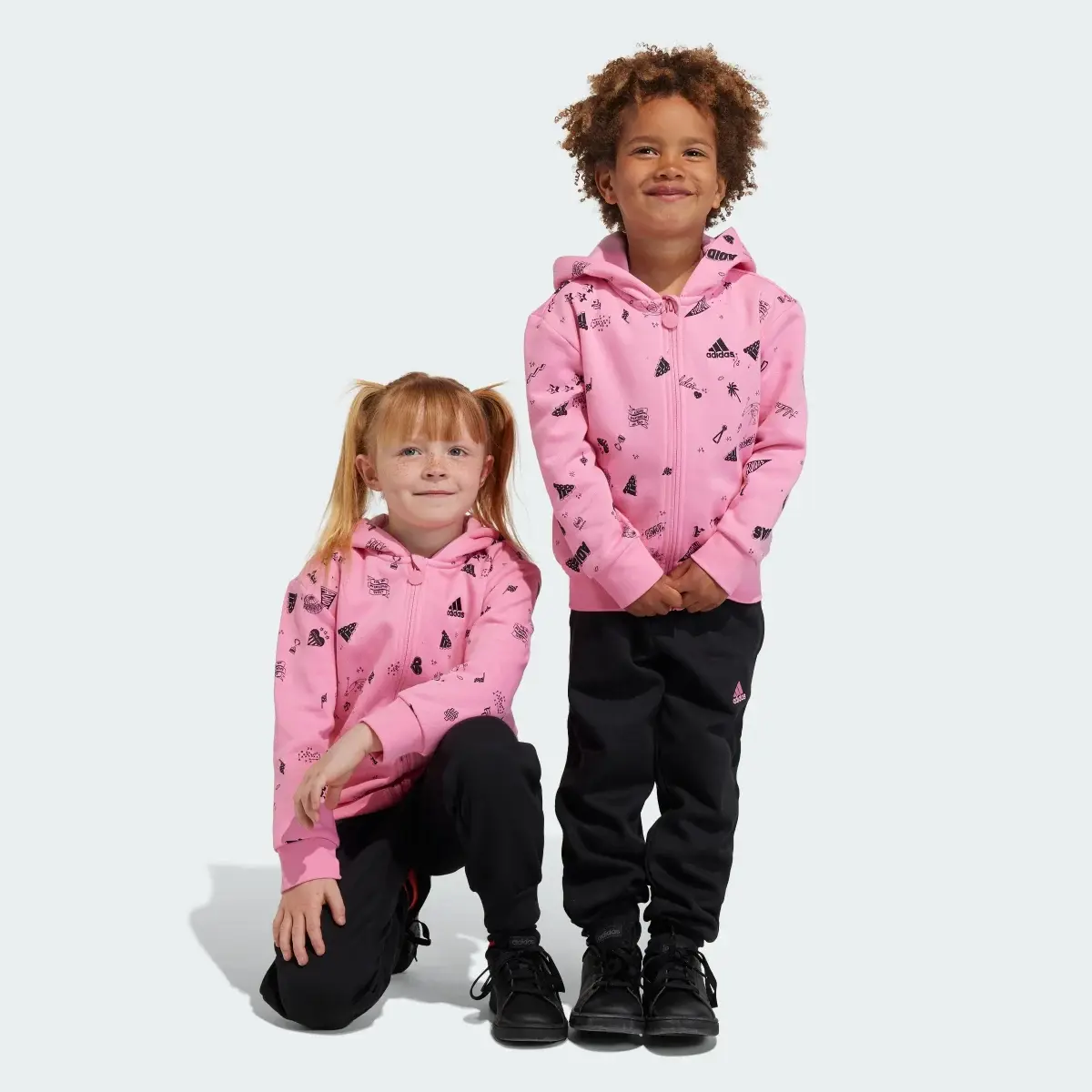 Adidas Brand Love Hooded Tracksuit Kids. 1