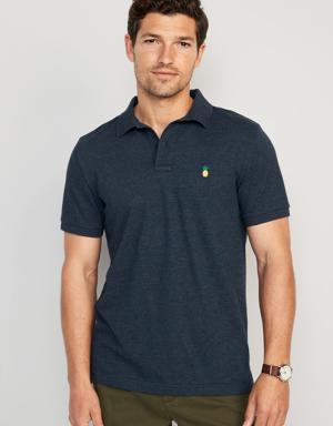 Embroidered Classic Fit Pique Polo for Men blue