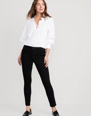 Mid-Rise Pop Icon Black-Wash Skinny Jeans for Women black