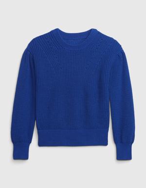 Kids Shaker-Stitch Sweater blue
