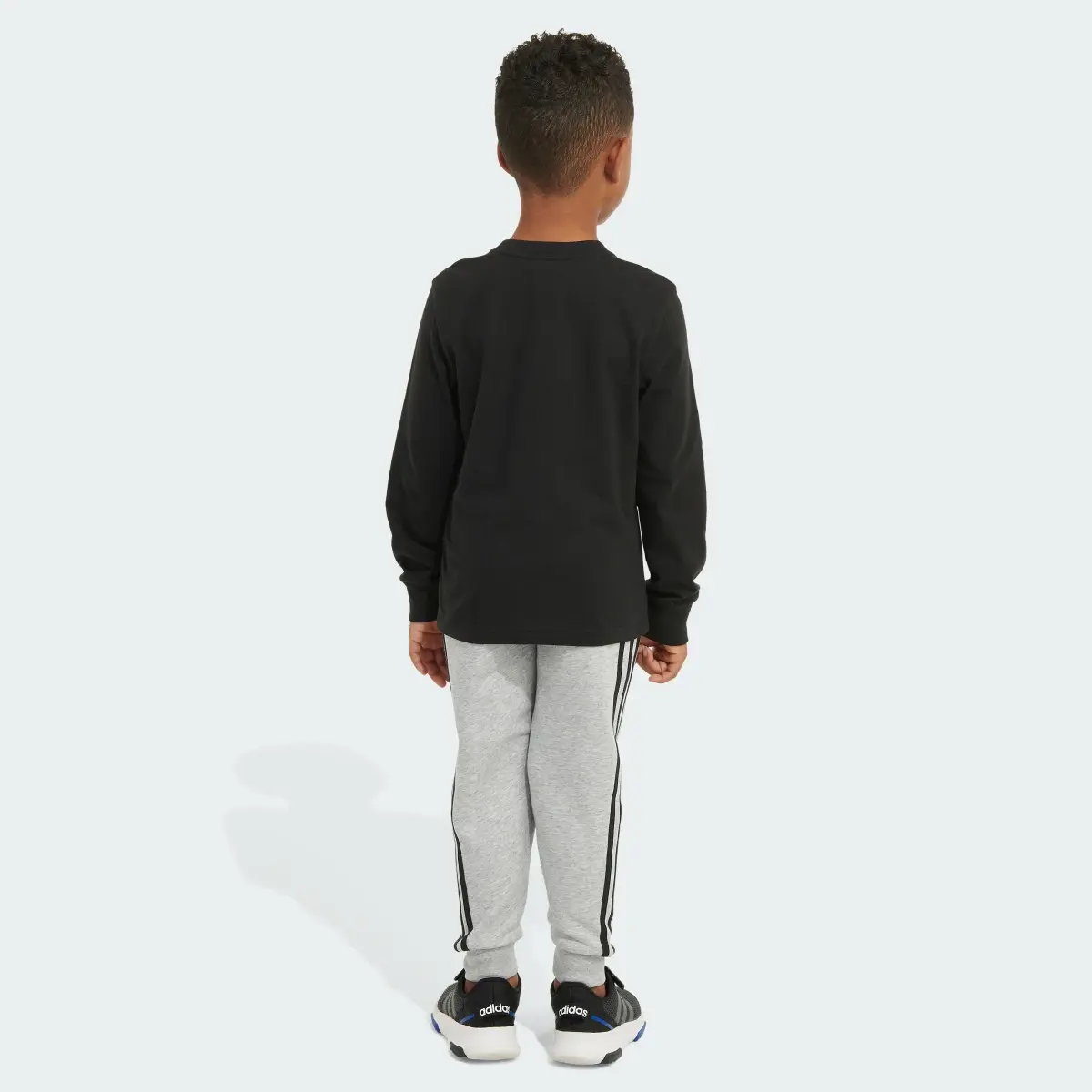 Adidas Two-Piece Cotton Tee and Heather Fleece Jogger Set. 2