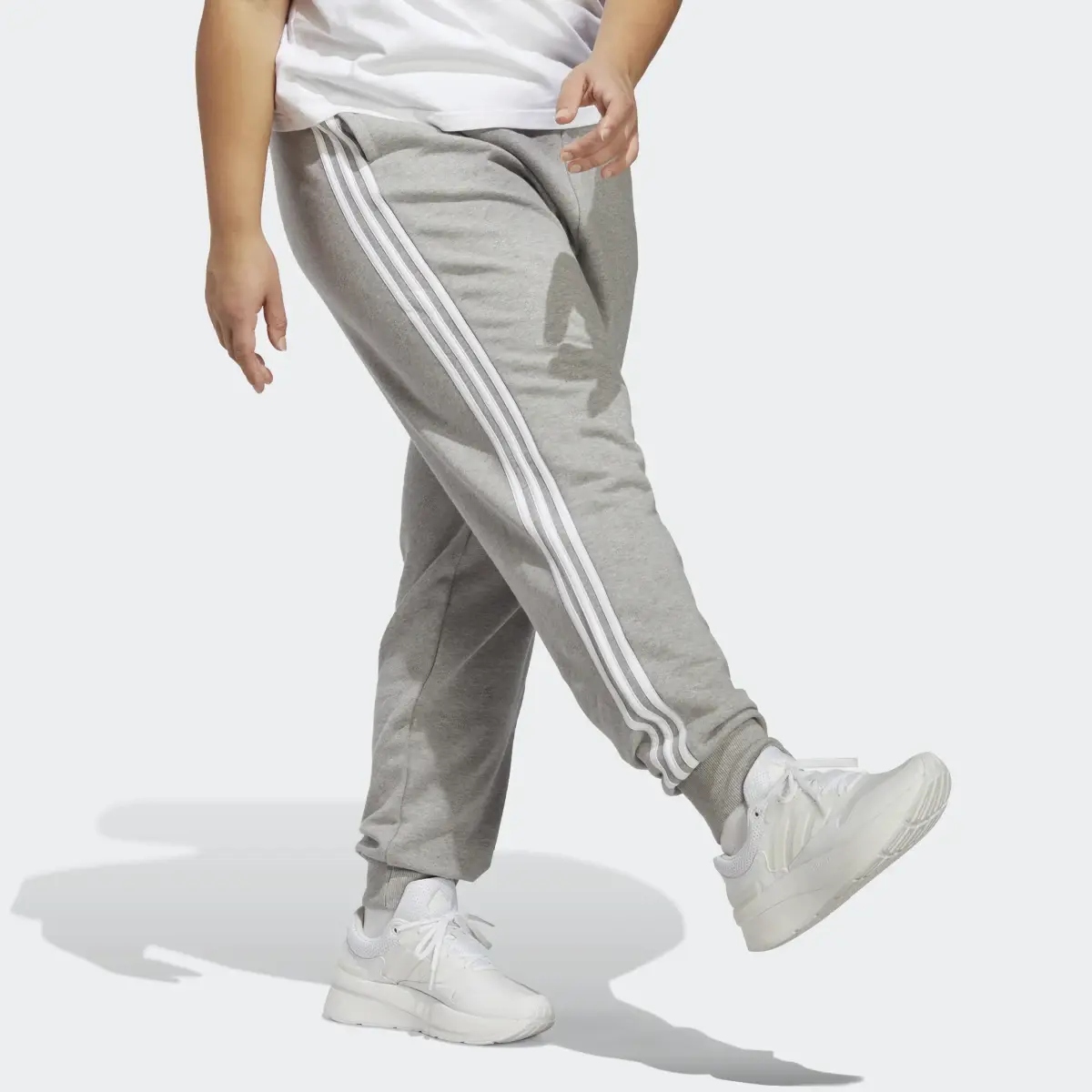 Adidas Essentials 3-Stripes French Terry Cuffed Pants (Plus Size). 3