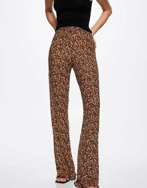 Flared floral-print trousers