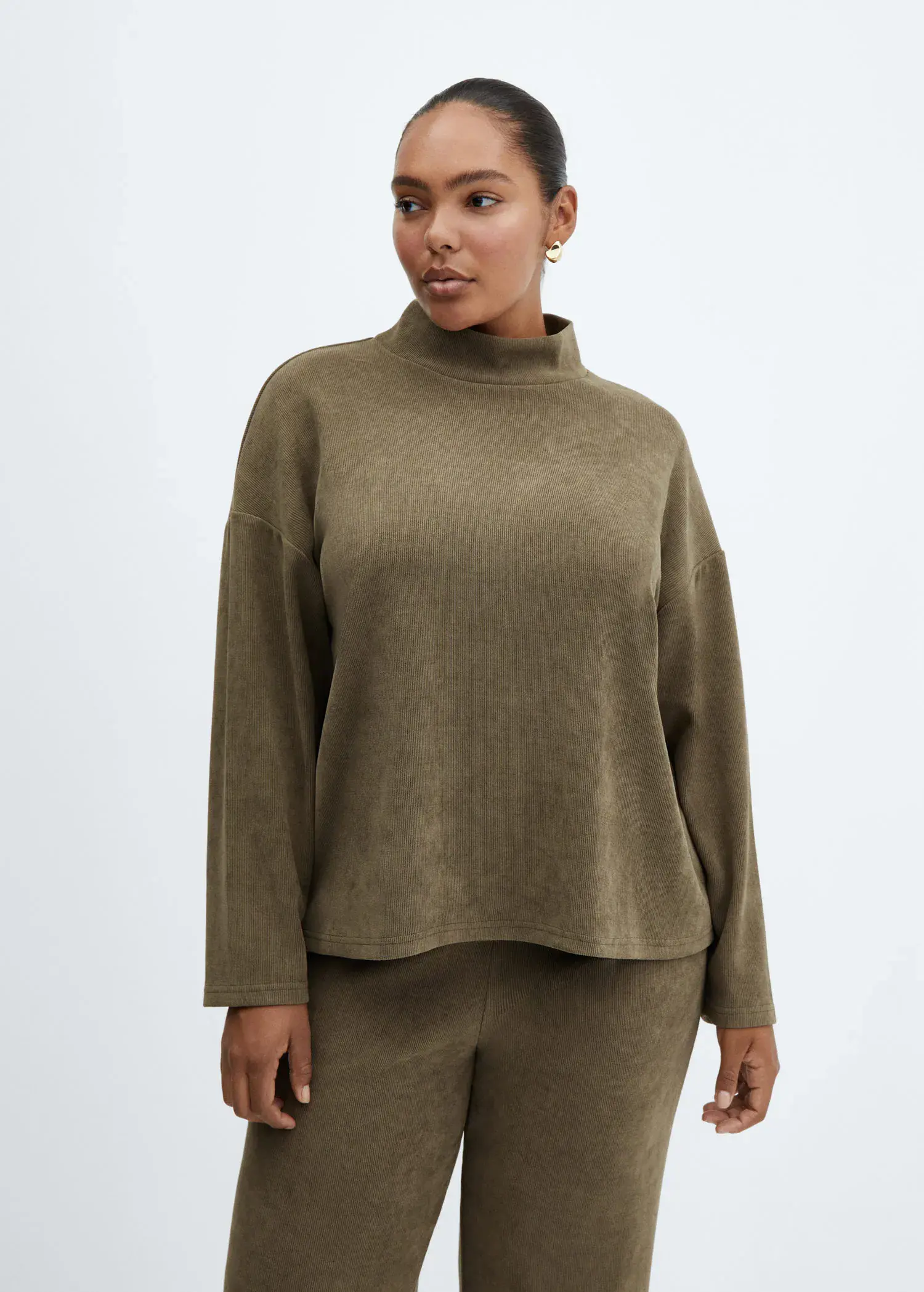 Mango Corduroy perkins neck sweatshirt. 1