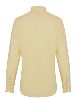 Sarı Slim Fit Düz 100% Pamuk Uzun Kol Gömlek