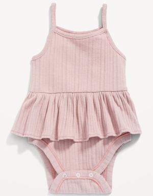 Sleeveless Pointelle-Knit Peplum Bodysuit for Baby pink