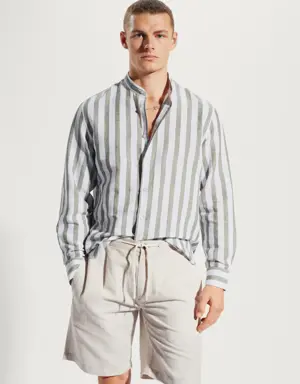 Mango Regular-fit striped linen shirt