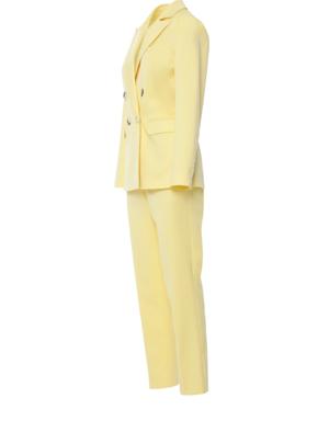Buttoned Double Breasted Yellow Regular Fit Suit
