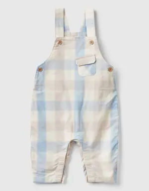 check dungarees in stretch cotton