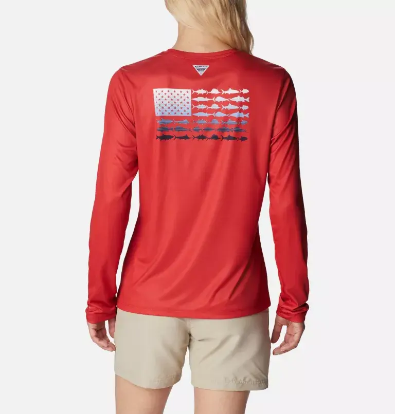 Columbia Women's Tidal Tee™ PFG Fish Flag Long Sleeve Shirt. 2