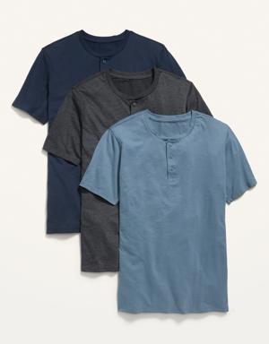 Soft-Washed Henley T-Shirt 3-Pack for Men blue