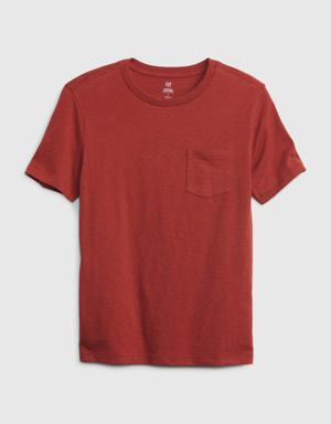 Kids 100% Organic Cotton Pocket T-Shirt red