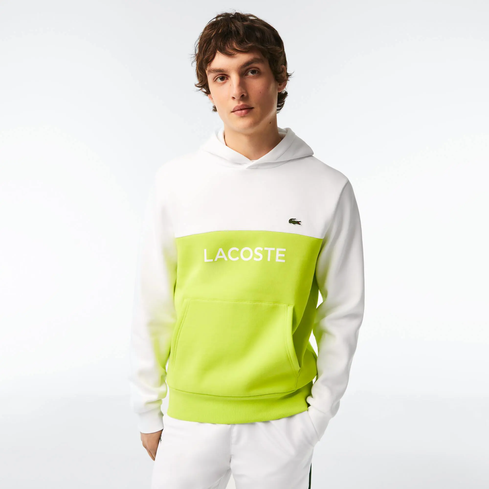Lacoste Men’s Classic Fit Branded Colourblock Hoodie. 1