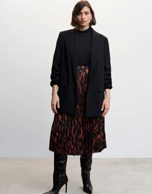 Abstract print pleated skirt