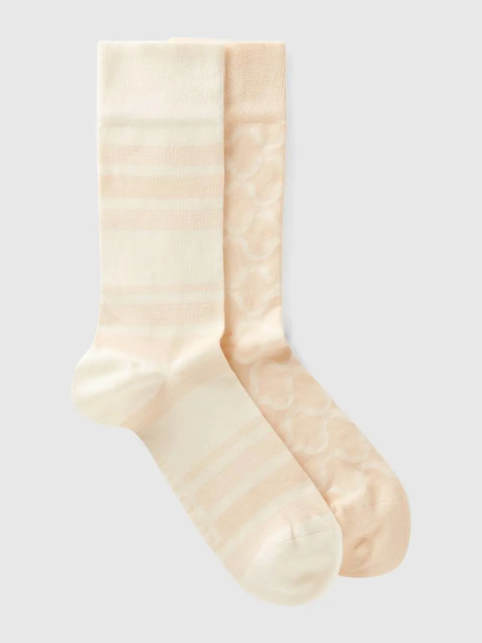 Benetton two pairs of cream white and beige socks. 1