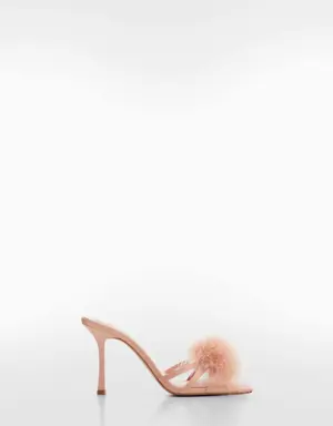 Mango Sandals with feather decoration