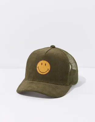 American Eagle Smiley Corduroy Trucker Hat. 1