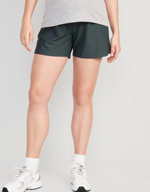 Maternity Rollover-Waist PowerSoft Shorts -- 5-inch inseam green