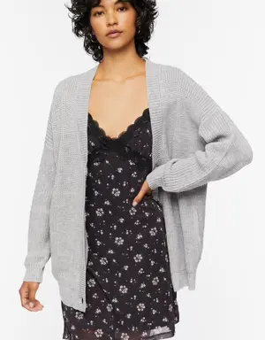 Forever 21 Drop Sleeve Cardigan Sweater Heather Grey