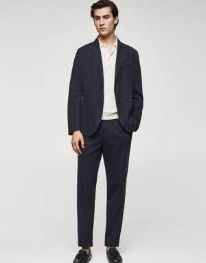 Slim fit linen cotton-blend blazer