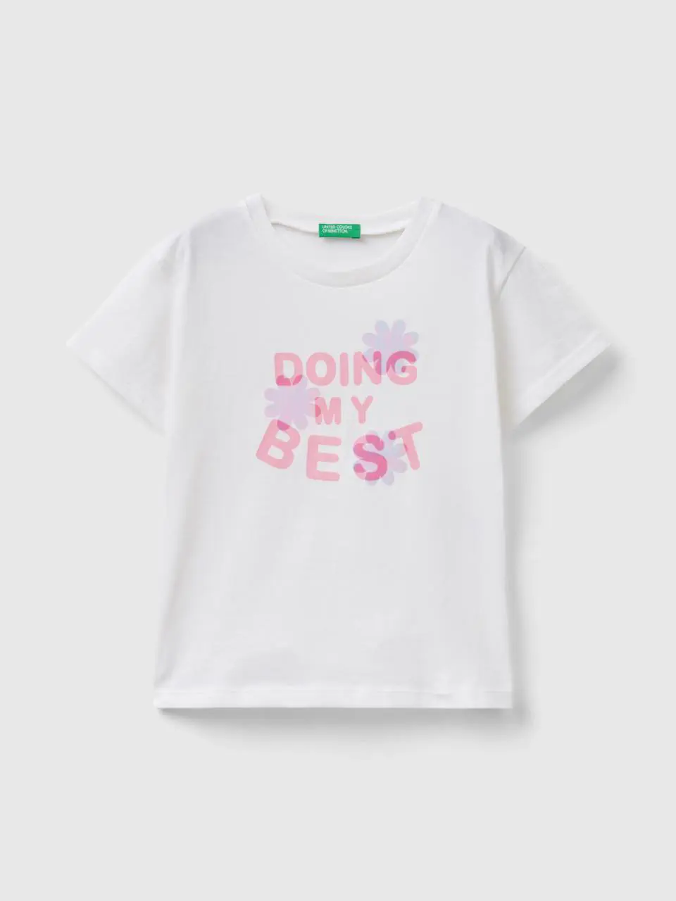 Benetton boxy fit t-shirt with glossy details. 1