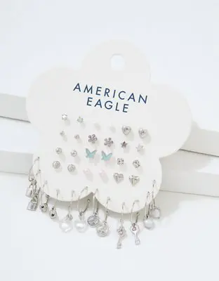 American Eagle O Silver Heart Earring 18-Pack. 1