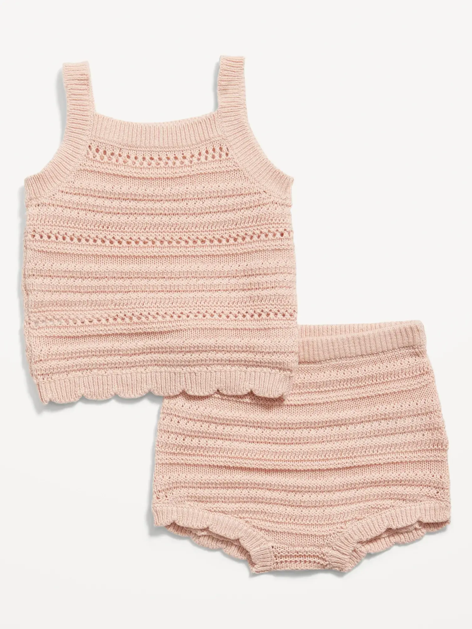 Old Navy Sleeveless Sweater-Knit Cami Top & Bloomers Set for Baby pink. 1