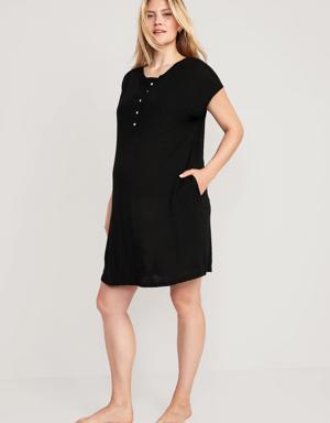 Old Navy Maternity Slub-Knit Nursing Henley Lounge Dress black