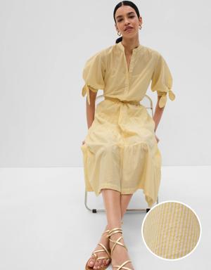 Popover Metallic Stripe Midi Dress yellow