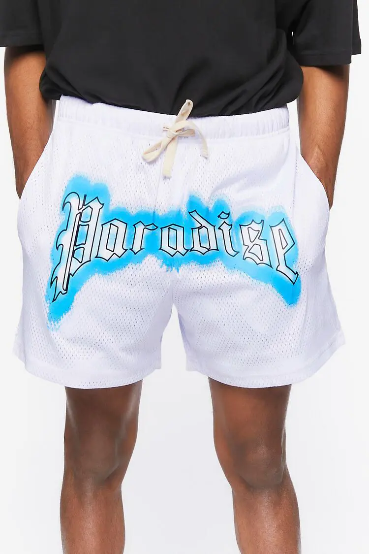 Forever 21 Forever 21 Paradise Graphic Drawstring Shorts White. 1