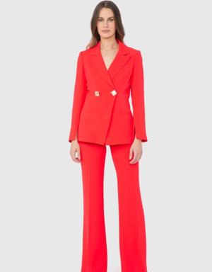 Front Button Detailed Red Suit