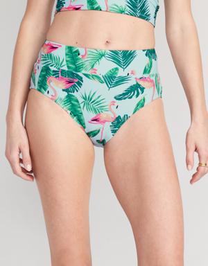 Matching High-Waisted Printed Banded Bikini Swim Bottoms for Women multi
