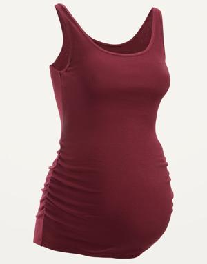 Maternity First-Layer Rib-Knit Side-Shirred Tank Top purple