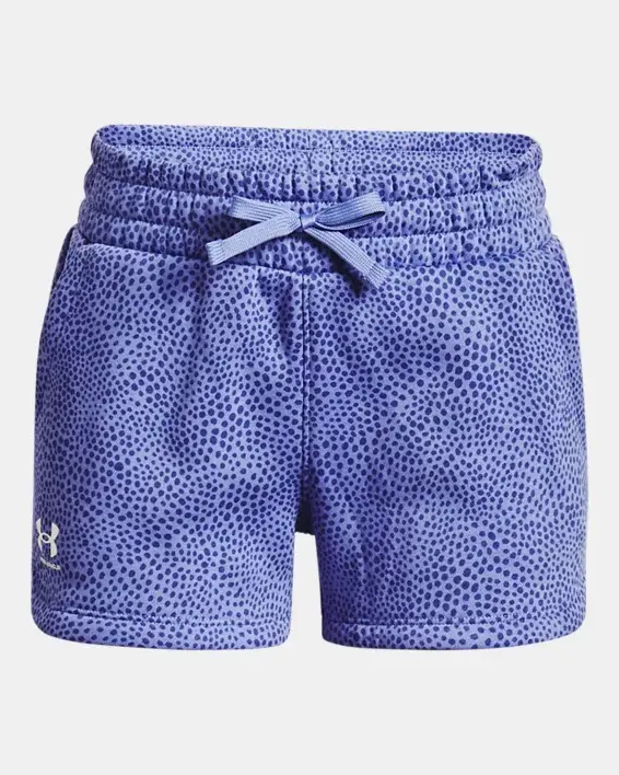 Under Armour Girls' UA Rival Fleece Printed Shorts. 1