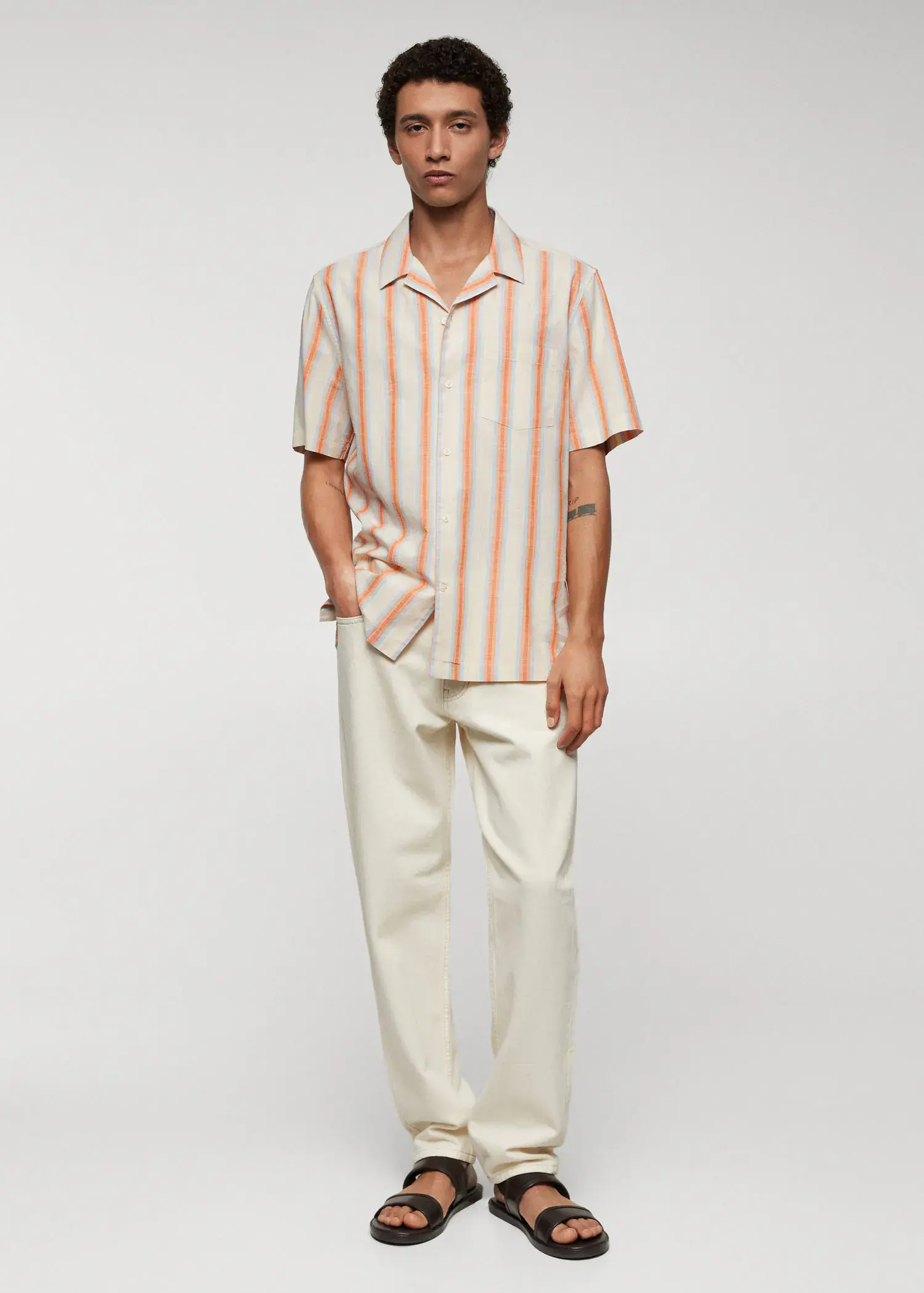 Mango Regular fit striped print shirt. 2