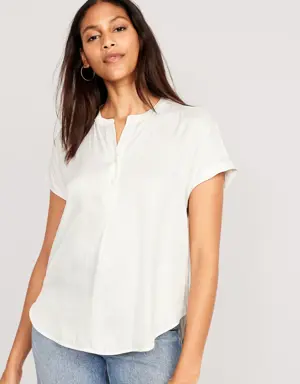Dolman-Sleeve Satin Shirt white