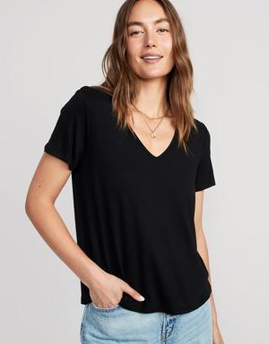 Luxe Ribbed Slub-Knit T-Shirt black